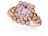 Rose gold Fancy Pink Emerald Cut Brilliant Milgrain Pave Heart Band Solitaire Ring_1