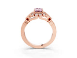 Rose gold Fancy Pink Emerald Cut Brilliant Milgrain Pave Heart Band Solitaire Ring_3