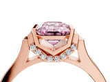 Rose gold Fancy Pink Emerald Cut Brilliant Solitaire Diamond Ring with Channel Set Band and Bar Prong Setting_10