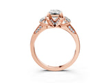 Rose gold Fancy Pink Emerald Cut Brilliant Three-Stone Diamond Ring with Pavé Band and Four-Prong Setting_6