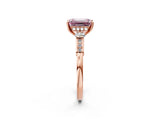 Rose gold Fancy Pink Emerald Cut Brilliant Three-Stone Pave Band with Four-Prong Setting_2