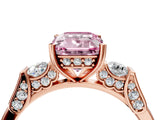 Rose gold Fancy Pink Emerald Cut Brilliant Three-Stone Pave Band with Four-Prong Setting_4