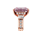 Rose gold Fancy Pink Emerald Cut Brilliant Three-Stone Pave Band with Four-Prong Setting_5
