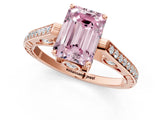 Rose gold Fancy Pink Emerald  Cut Cathedral Pave Diamond Engagement Ring with Six-Prong Setting_33