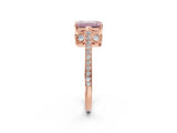 Rose gold Fancy Pink Emerald  Cut Cathedral Pave Diamond Engagement Ring with Six-Prong Setting_34