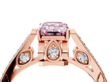 Rose gold Fancy Pink Emerald  Cut Cathedral Pave Diamond Engagement Ring with Six-Prong Setting_36