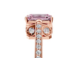 Rose gold Fancy Pink Emerald  Cut Cathedral Pave Diamond Engagement Ring with Six-Prong Setting_37
