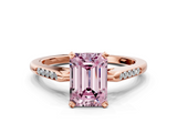 Rose gold Fancy Pink Emerald  Cut Channel Set Solitaire Engagement Ring with Four-Prong Setting_225