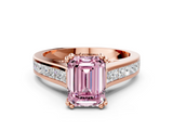 Rose gold Fancy Pink Emerald  Cut Channel Set Solitaire Engagement Ring with Prong Setting_20