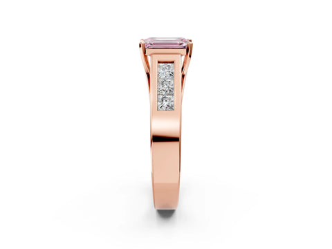 Rose gold Fancy Pink Emerald Cut Cut Channel Set Solitaire Ring with Four-Prong Setting_2