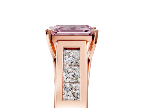 Rose gold Fancy Pink Emerald Cut Cut Channel Set Solitaire Ring with Four-Prong Setting_5
