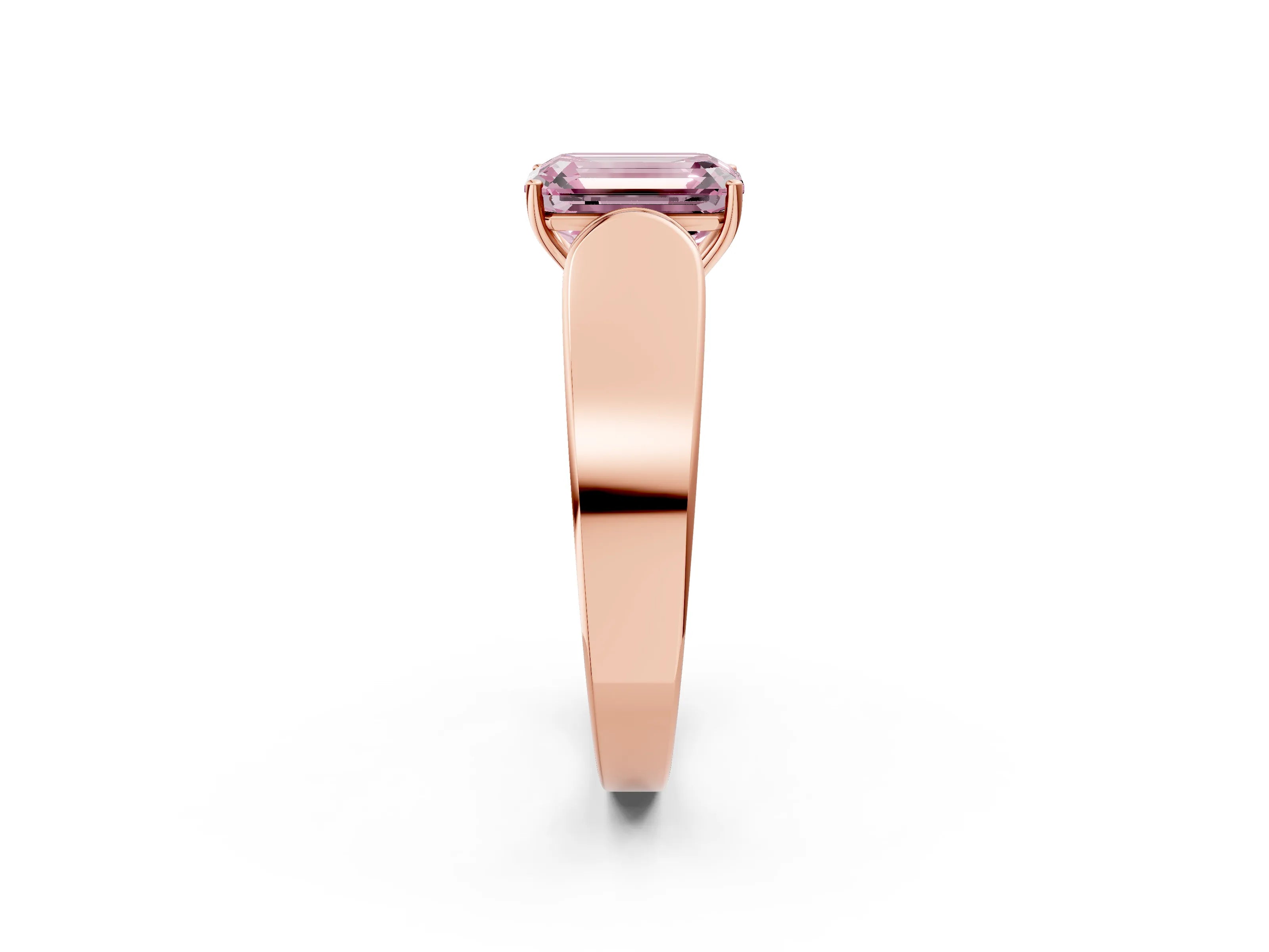 Rose gold Fancy Pink Emerald Cut Cut Diamond Channel Set Solitaire Ring with Four-Prong Setting_2