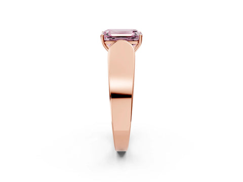 Rose gold Fancy Pink Emerald Cut Cut Diamond Channel Set Solitaire Ring with Four-Prong Setting_2