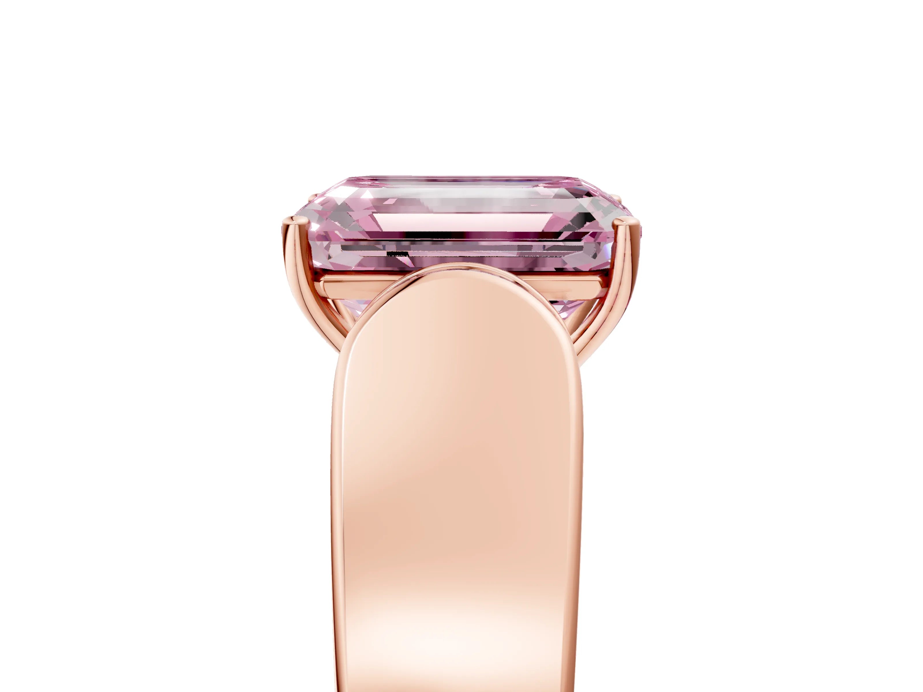 Rose gold Fancy Pink Emerald Cut Cut Diamond Channel Set Solitaire Ring with Four-Prong Setting_5