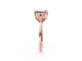 Rose gold Fancy Pink Emerald Cut Cut Diamond Cluster Ring with Solitaire Band and Four-Prong Setting_14
