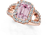 Rose gold Fancy Pink Emerald Cut Cut Diamond Halo Engagement Ring with Open Split Pavé Band_1