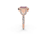 Rose gold Fancy Pink Emerald Cut Cut Diamond Halo Engagement Ring with Open Split Pavé Band_2