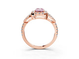 Rose gold Fancy Pink Emerald Cut Cut Diamond Halo Engagement Ring with Open Split Pavé Band_3