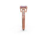 Rose gold Fancy Pink Emerald Cut Cut Diamond Milgrain Pave Band Four-Prong Setting Ring_5