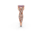 Rose gold Fancy Pink Emerald Cut Cut Diamond Twisted Band with Milgrain Pave Setting and Four-Prong Setting_2