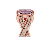Rose gold Fancy Pink Emerald Cut Cut Diamond Twisted Band with Milgrain Pave Setting and Four-Prong Setting_5