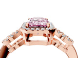 Rose gold Fancy Pink Emerald Cut Cut Halo Diamond Infinity Band with Four-Prong Setting_4