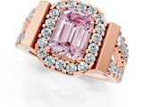 Rose gold Fancy Pink Emerald Cut Cut Halo Split Shank Prong Set Ring_1