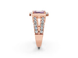 Rose gold Fancy Pink Emerald Cut Cut Halo Split Shank Prong Set Ring_2