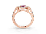 Rose gold Fancy Pink Emerald Cut Cut Halo Split Shank Prong Set Ring_3