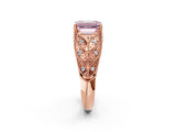 Rose gold Fancy Pink Emerald Cut Cut Milgrain Pave Diamond Engagement Ring with Four-Prong Setting_17