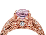 Rose gold Fancy Pink Emerald Cut Cut Milgrain Pave Diamond Engagement Ring with Four-Prong Setting_19