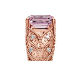 Rose gold Fancy Pink Emerald Cut Cut Milgrain Pave Diamond Engagement Ring with Four-Prong Setting_20