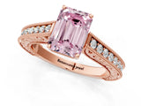 Rose gold Fancy Pink Emerald Cut Cut Pave Band Milgrain Solitaire Ring_1