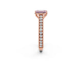 Rose gold Fancy Pink Emerald Cut Cut Pave Band Milgrain Solitaire Ring_2