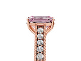 Rose gold Fancy Pink Emerald Cut Cut Pave Band Milgrain Solitaire Ring_5