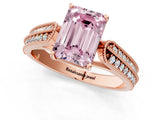 Rose gold Fancy Pink Emerald Cut Cut Pave Split Shank Engagement Ring with Four-Prong Setting_1