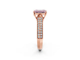 Rose gold Fancy Pink Emerald Cut Cut Pave Split Shank Engagement Ring with Four-Prong Setting_2
