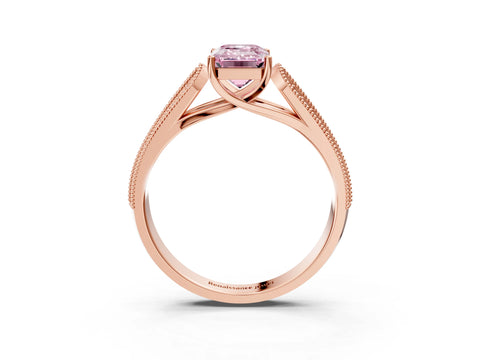 Rose gold Fancy Pink Emerald Cut Cut Pave Split Shank Engagement Ring with Four-Prong Setting_3