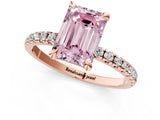 Rose gold Fancy Pink Emerald Cut Diamond Brilliant Solitaire Ring with Pavé Band and Four-Prong Setting_25