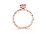 Rose gold Fancy Pink Emerald Cut Diamond Brilliant Solitaire Ring with Pavé Band and Four-Prong Setting_27