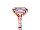 Rose gold Fancy Pink Emerald Cut Diamond Brilliant Solitaire Ring with Pavé Band and Four-Prong Setting_29
