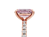 Rose gold Fancy Pink Emerald Cut Diamond Brilliant Solitaire Ring with Pavé Band and Four-Prong Setting_5
