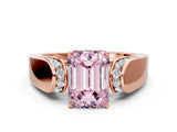 Rose gold Fancy Pink Emerald Cut Diamond Channel Set Solitaire Ring with Four-Prong Setting_12