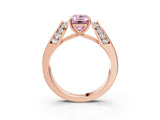 Rose gold Fancy Pink Emerald Cut Diamond Channel Set Solitaire Ring with Four-Prong Setting_15