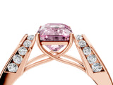 Rose gold Fancy Pink Emerald Cut Diamond Channel Set Solitaire Ring with Four-Prong Setting_16