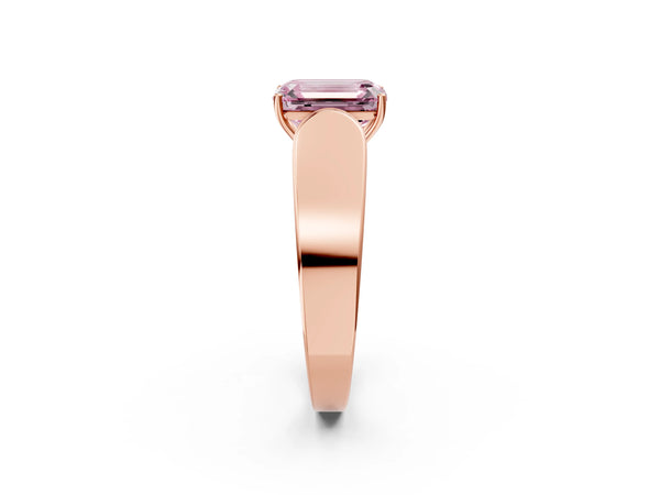Rose Gold Emerald Cut Channel Set Engagement Ring Setting for Fancy Pink Center with Wide Band