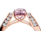 Rose gold Fancy Pink Emerald Cut Diamond Channel Set Solitaire Ring with Four-Prong Setting_40