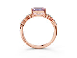 Rose gold Fancy Pink Emerald Cut Diamond Cluster Pavé Band with Four-Prong Setting_15