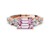 Rose gold Fancy Pink Emerald Cut Diamond Cluster Pavé Band with Four-Prong Setting_3