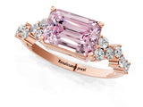 Rose gold Fancy Pink Emerald Cut Diamond Cluster Pavé Band with Four-Prong Setting_4